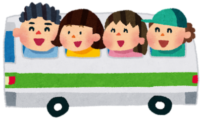 修学旅行のイラスト「バス移動」